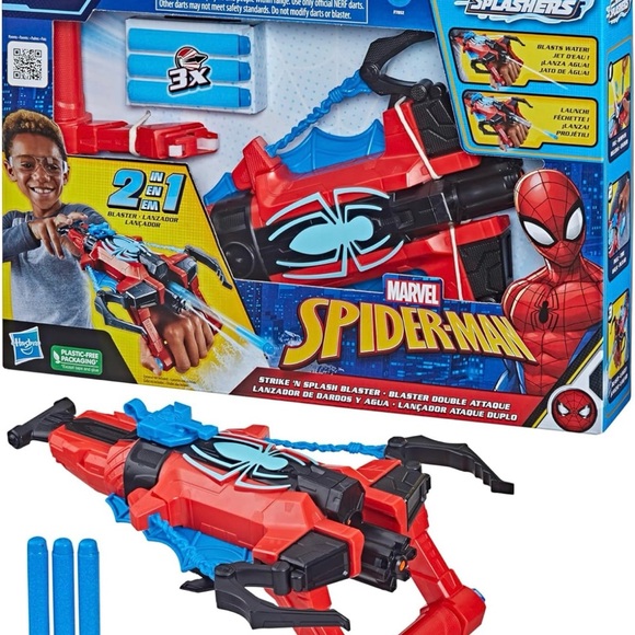 NIB NERF Marvel Spider-Man Strike 'N Splash Web Blaster 2-IN-1 Blast Darts/Water - Picture 2 of 7